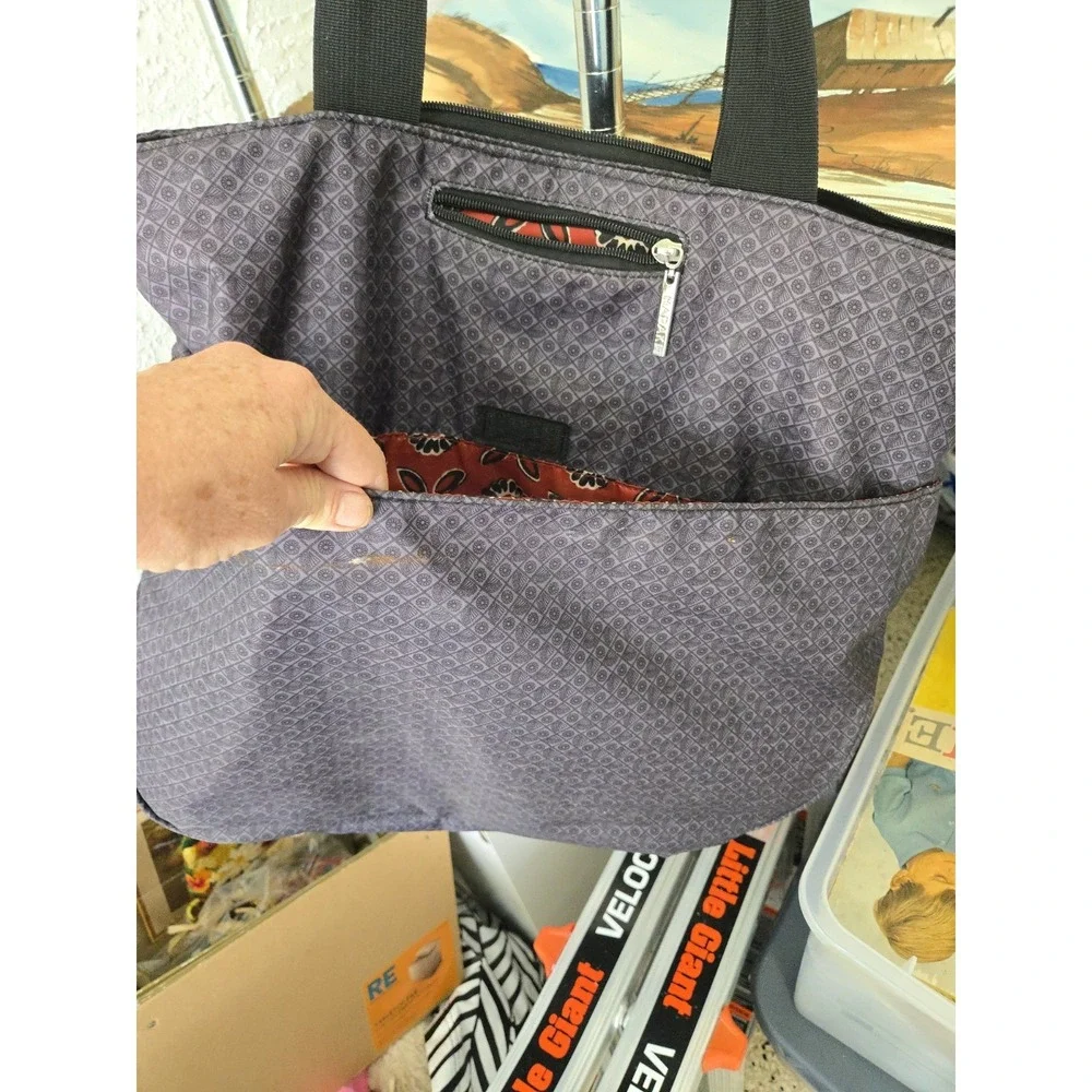 Hadaki Bag Tennis Racket Sportd Paddle Retro Gray Red Floral Lining Compartments
